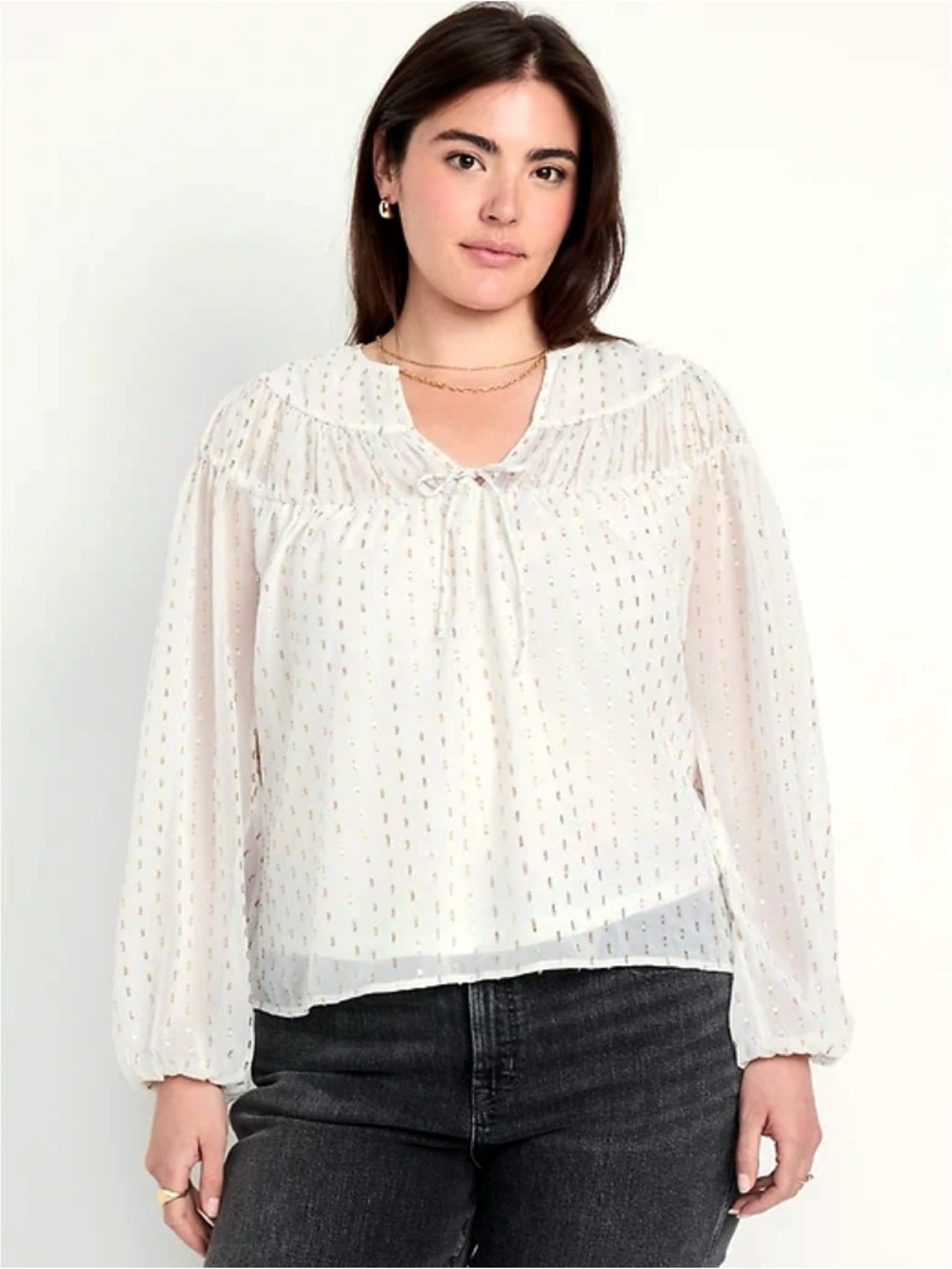 Old Navy Split-Neck Chiffon Top – Size M – NWT